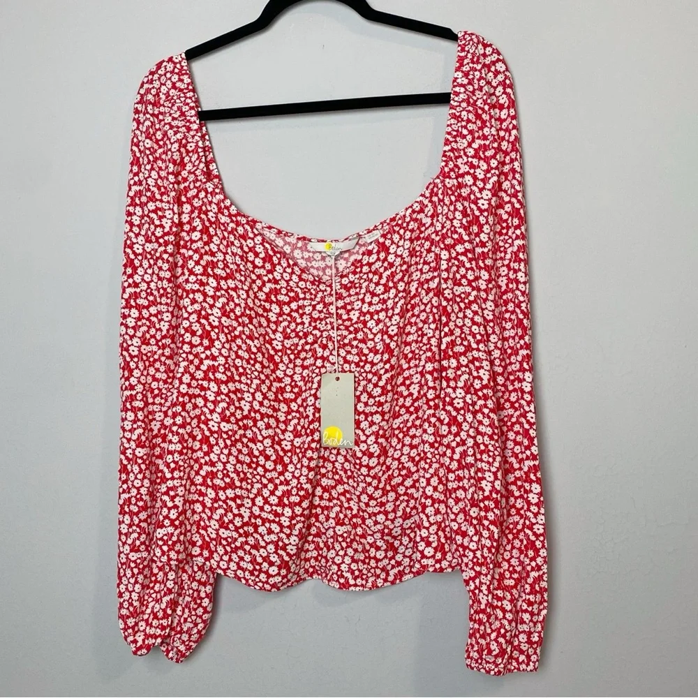 Boden Floral Crinkle Gauze Sweetheart Printed Top - Picture 3 of 9